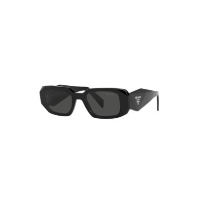 Occhiali da sole Prada PR 17WS 1AB5S0, montatura nero e lenti grigio scuro, vista a tre quarti