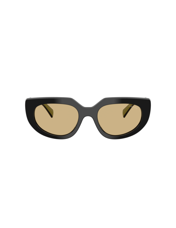 Occhiali da sole Prada PR D02S 03K10R, montatura nero con aste a contrasto e lenti giallo, foto di catalogo 2